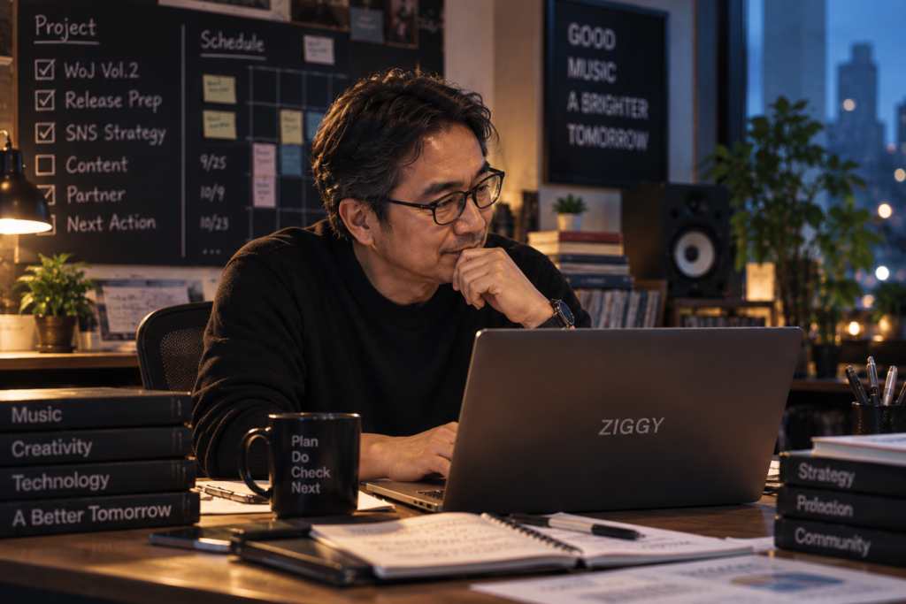 ZIGGYのイメージ画像。デスクでノートPCに向かう男性